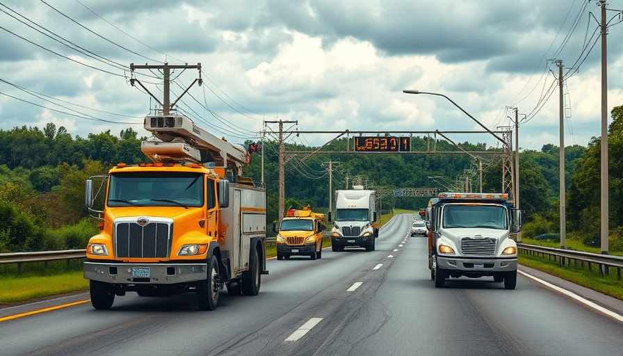 CPS Energy power line crash response in San Antonio with utility trucks and workers on the highway.