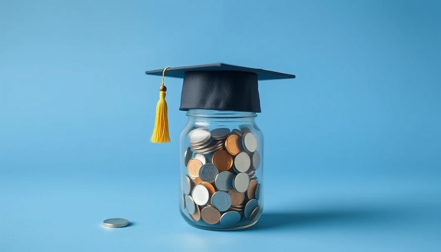 Federal vs. Private Student Loans concept with coins and cap.