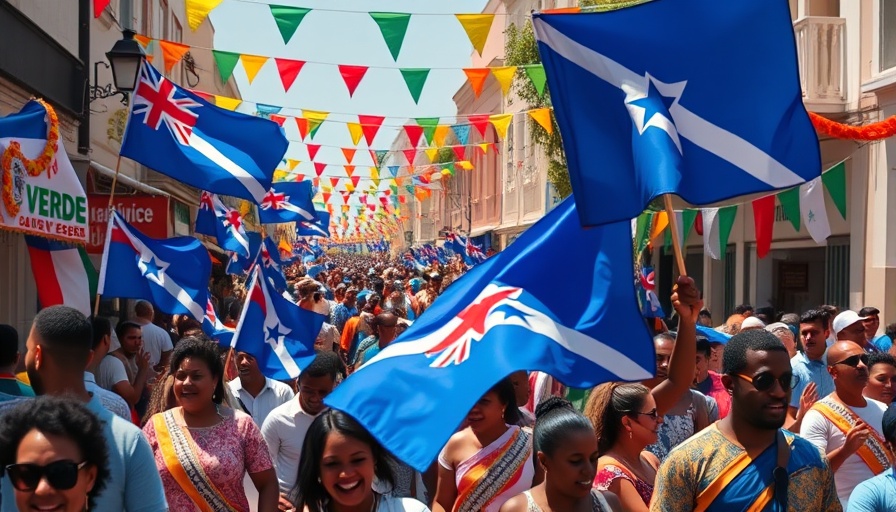 Cabo Verde National Day celebration with flags and festive parade.