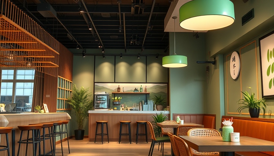 Inviting interior of Premium Matcha Cafe Maiko with warm lighting.