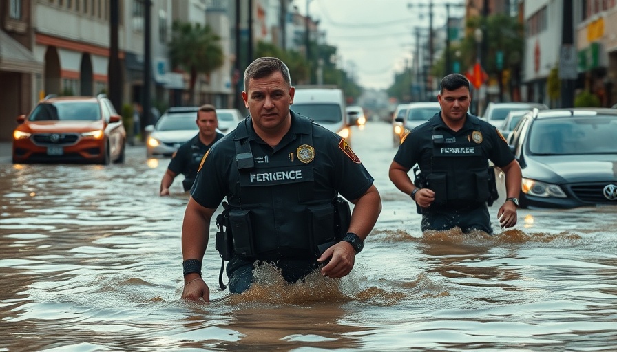 Emergency responders in Texas floods, assisting residents.