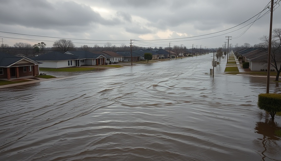 Widespread flooding in Texas neighborhood, 2023.