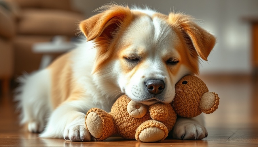 Relaxed dog enjoying Prime Day Pet Deals with plush toy.