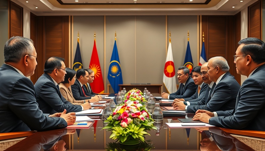 Diplomats discussing at ASEAN Post Ministerial Conference.
