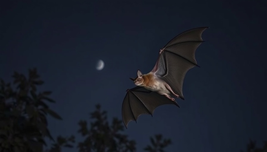 Graceful winged bat flying at night, related to health and wellness.