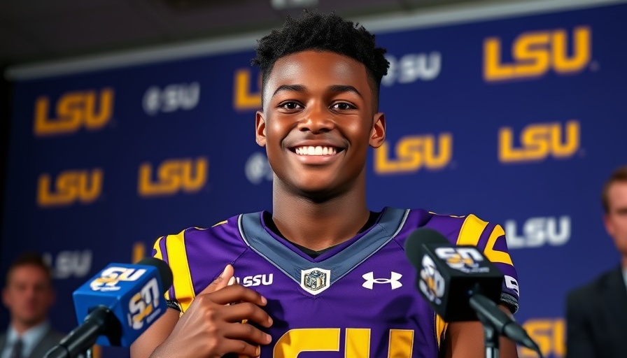 5-star DL prospect chooses LSU, athlete displays jersey at conference.