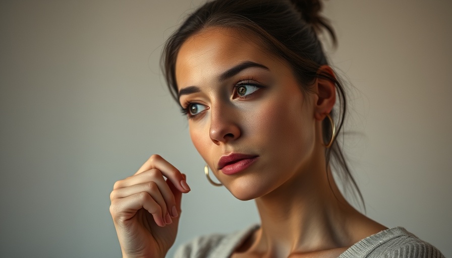 Pensive woman analyzing a situation.