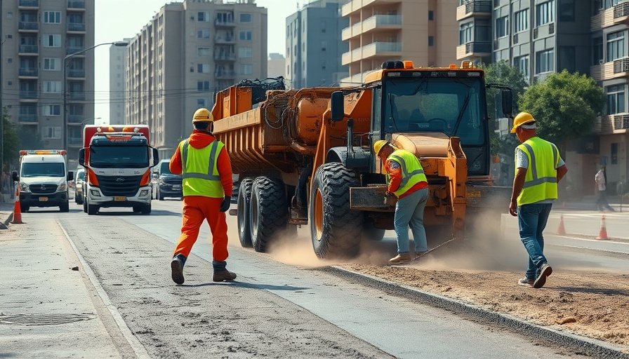 Highland Village pavement overlay projects in progress with workers.