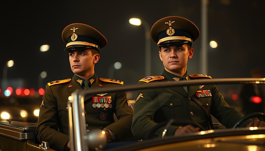 Myanmar military officers in vehicle at a nighttime parade