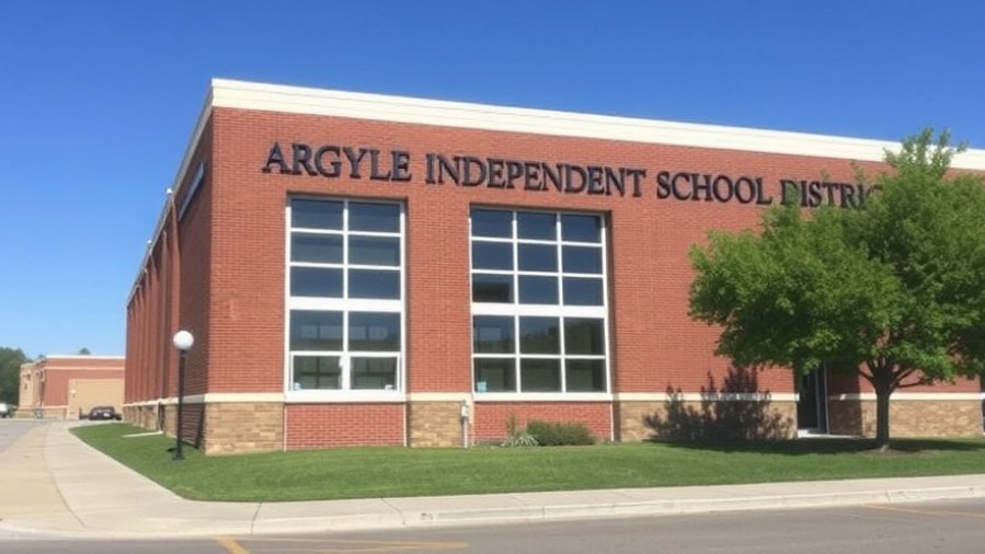 Argyle Independent School District sign highlighting teacher training in Texas.