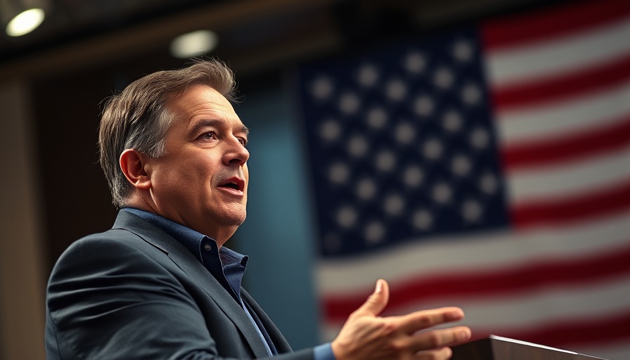 Person addressing audience with faith in U.S. politics backdrop.