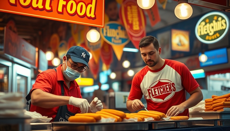 Focused vendors at Fletcher’s Corny Dogs stall.