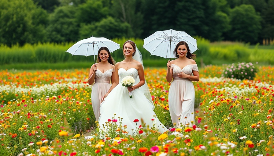 Whimsical Austin wedding with bridesmaids in wildflower field.
