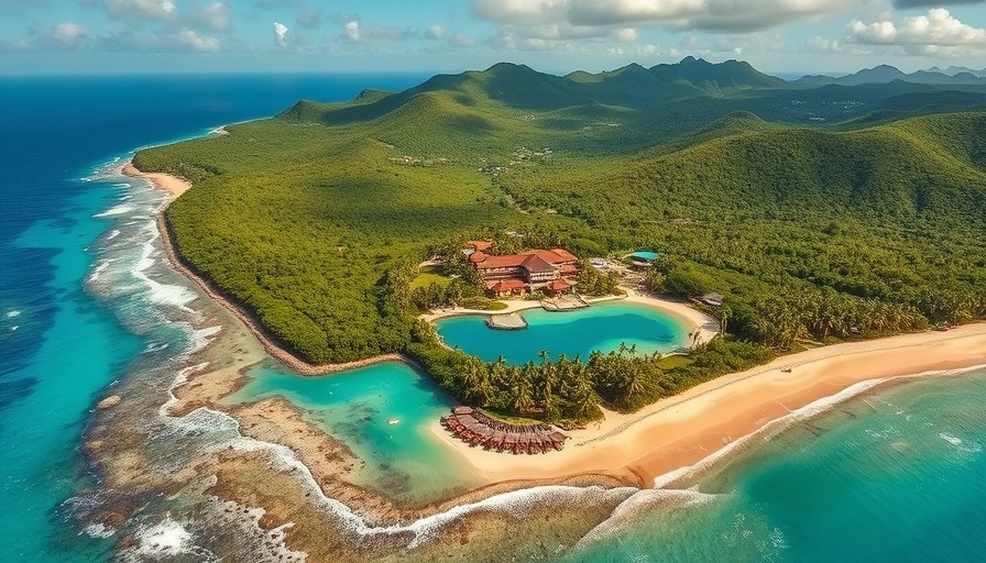 Scenic aerial view of Costa Rican coastline and luxury resort, perfect for a family vacation.