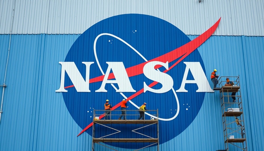 NASA climate change reports image showing NASA logo with workers.