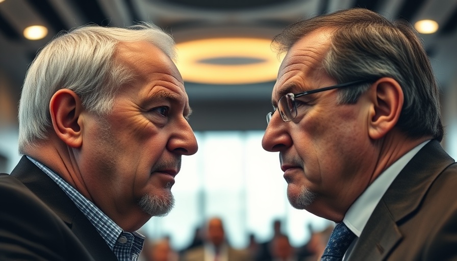 Serious expressions of two older men symbolizing Trump tariff threats.