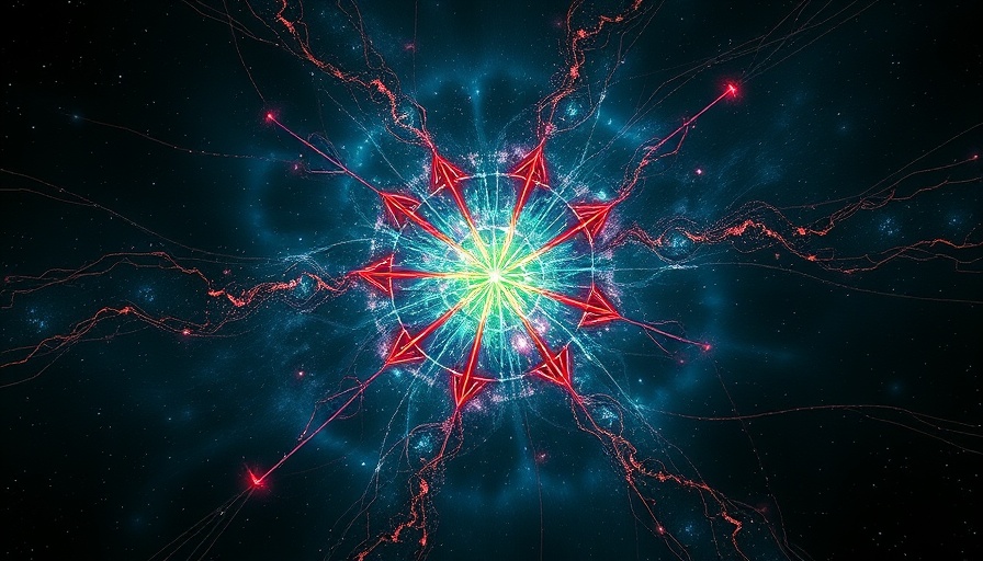 Dynamic billion-light-year cosmic void with vibrant nebula and galactic web.