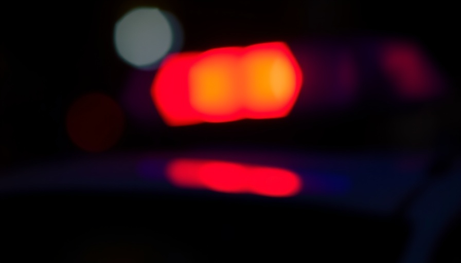 Blurred red and blue police lights, Del Valle SWAT incident backdrop.