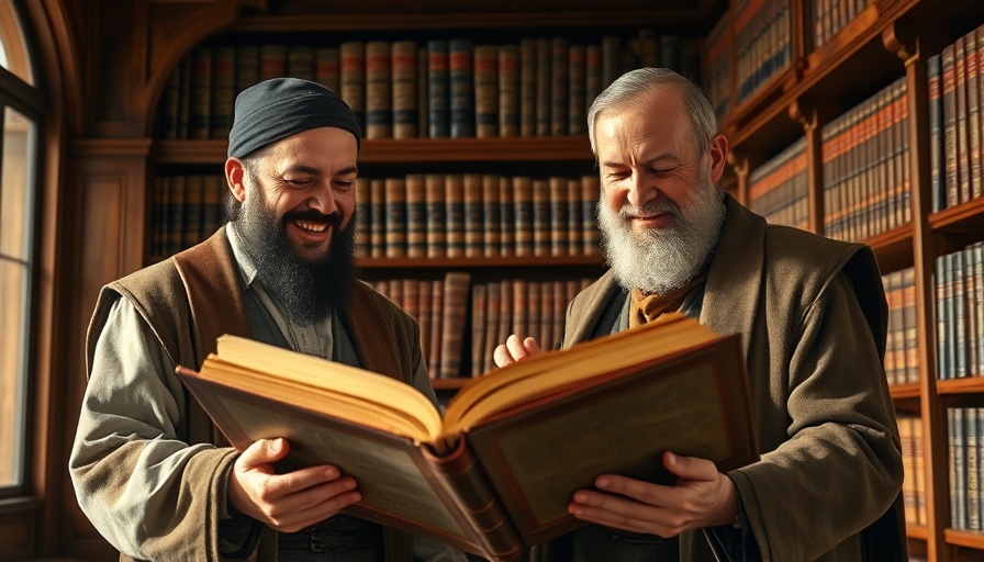 Scholars exploring an ancient manuscript in a library