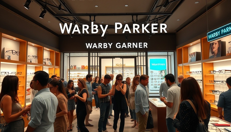 Excited visitors at Warby Parker Highland Village opening.