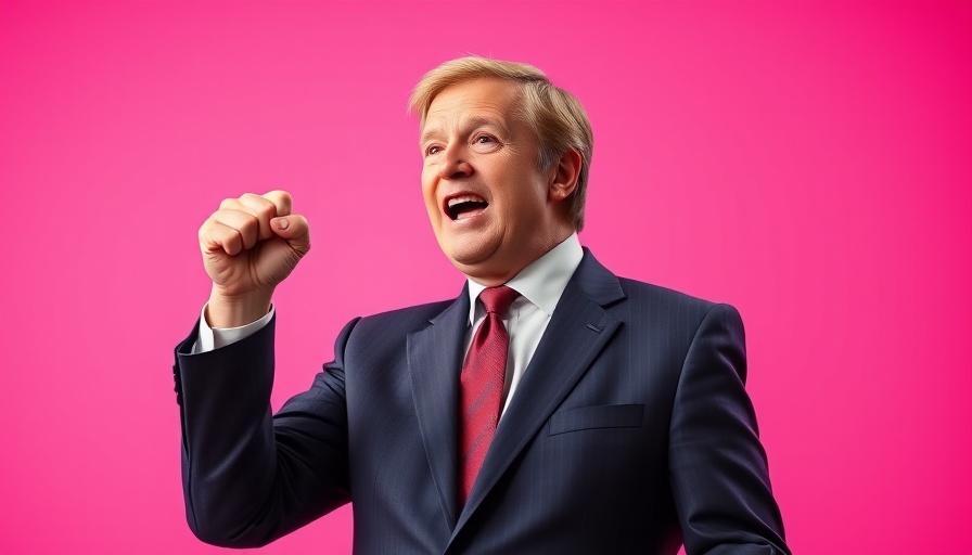 Confident speaker advocating to lower voting age to 16, vibrant backdrop.