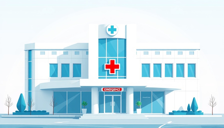 Stylized cartoon hospital building illustration for health and wellness.