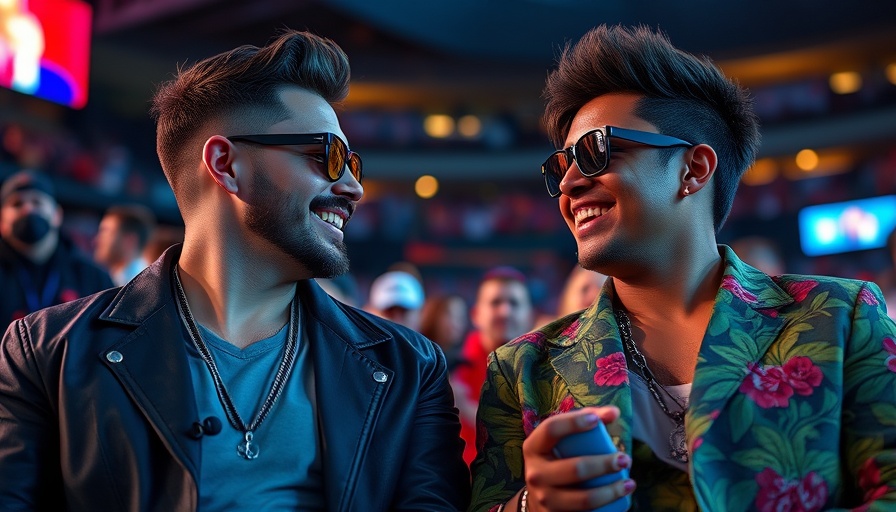 NFL news event with two stylish people engaging at a stadium.