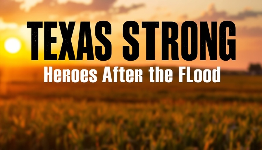 Texas Strong graphic celebrating local heroes after a flood.