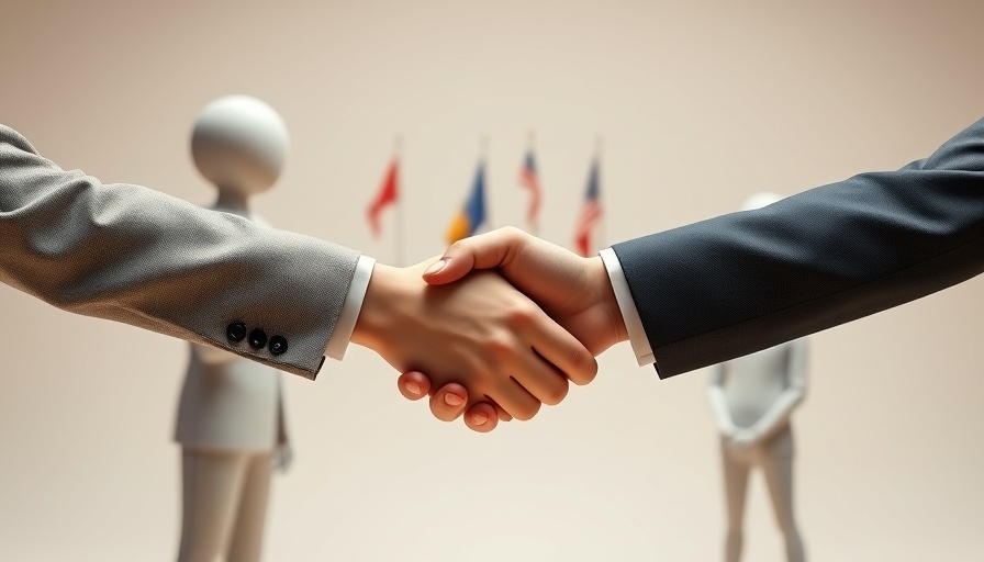 Symbolic handshake representing U.S.-Iraq relations, photorealistic.