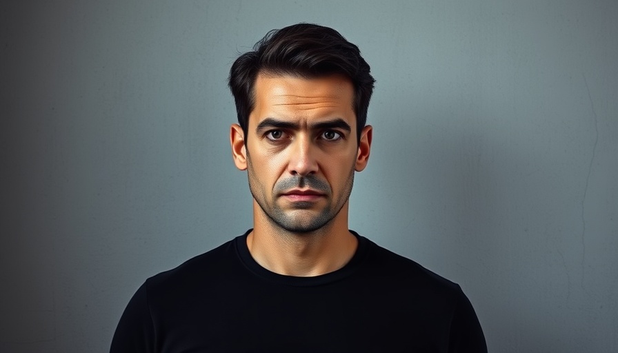 Serious-looking man with dark hair in front of a plain wall.