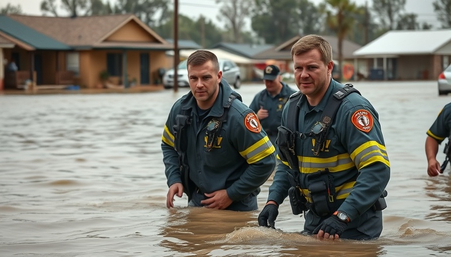 Central Texas floods response: Emergency workers aiding residents.