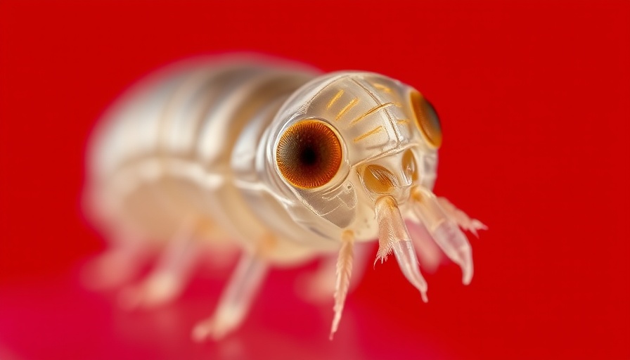 Close-up of insect larva related to USDA insect warfare, vivid red background.