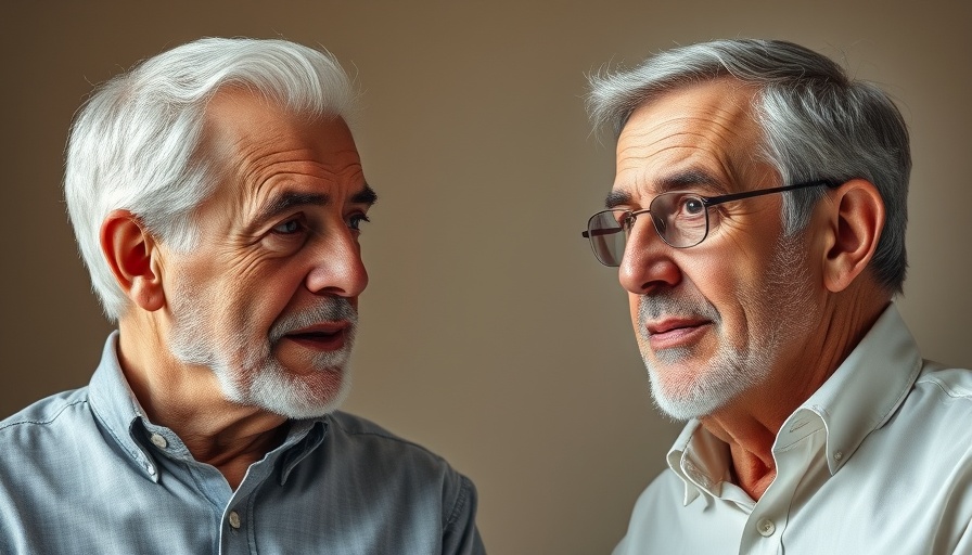 Two older men with contrasting expressions discussing, highlighting ESOPs and Local Economy impact.