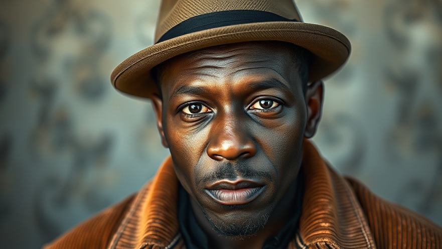 Photorealistic portrait of a man reflecting on hip-hop violence and Jam Master Jay legacy.