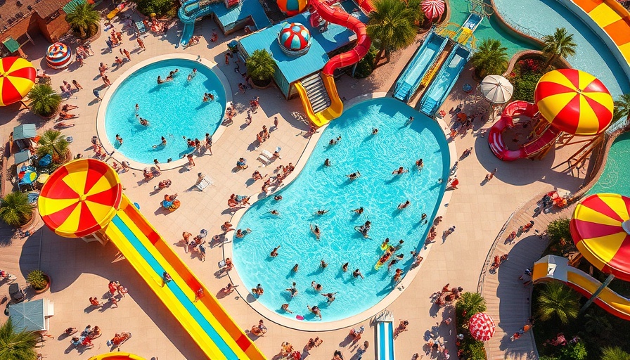 Hersheypark water park full of guests on sunny day.