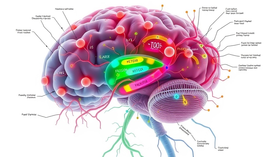Scientific diagram of fetal brain cells with pathways, mental disorders fetal brain cells.