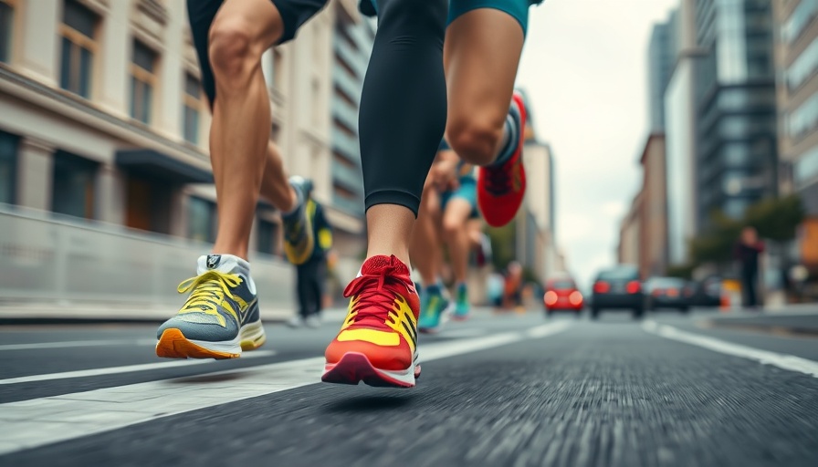 Runners wearing super shoes for everyday running in motion.