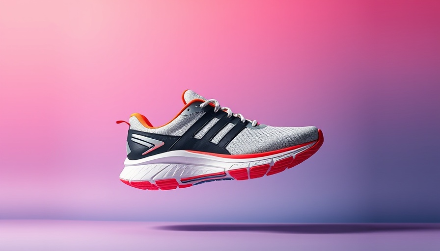 Best shoes for hip pain; vibrant stylish running shoes on colorful background.