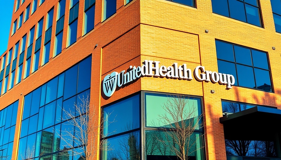 UnitedHealth Group building with logo against clear sky.