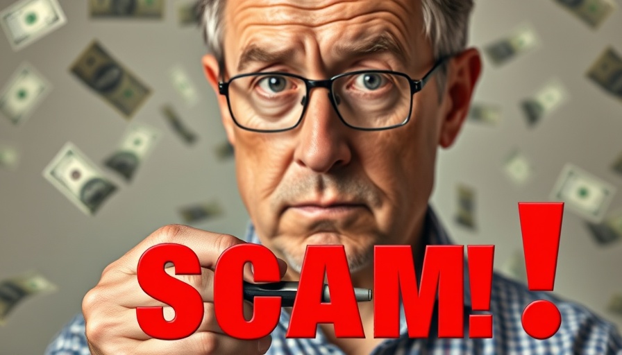 Ozempic pricing scam alert with concerned man and warning symbols.