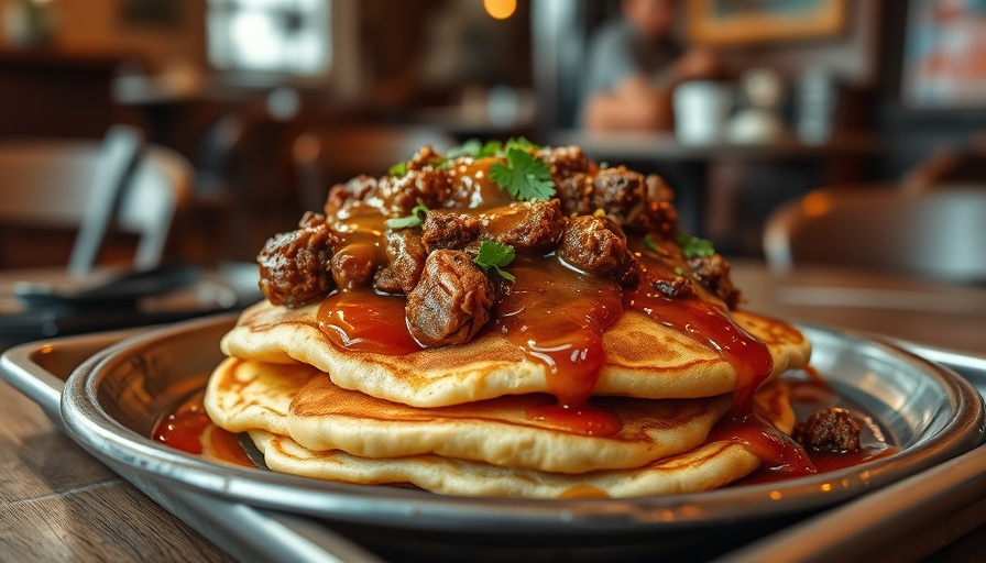 Austin lifestyle brunch with pancakes and brisket
