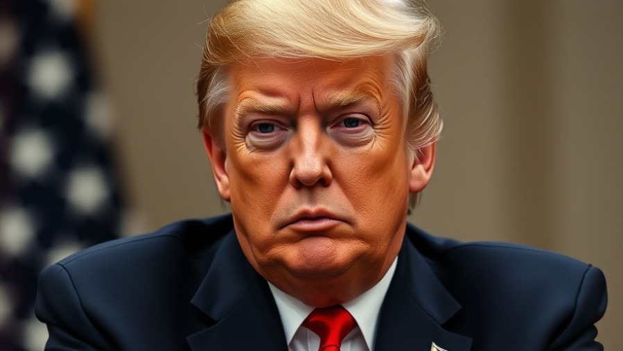 Serious Trump discussing U.S. headlines and current events USA.