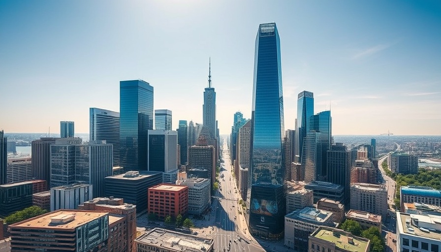 Aerial view of the tallest tower in Texas skyline