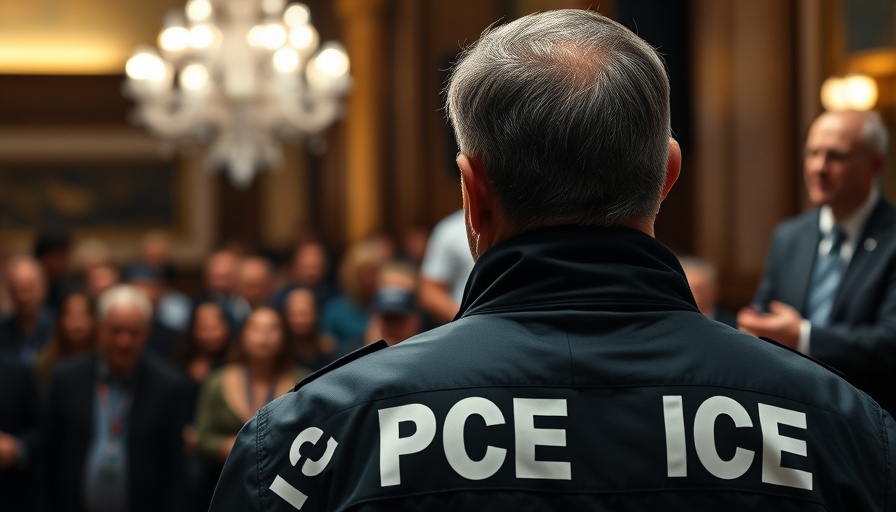 Current immigration news USA showing ICE officer and speaker.