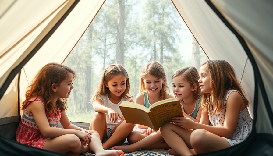 Four girls in a tent during summer, highlighting summertime sleep problems.