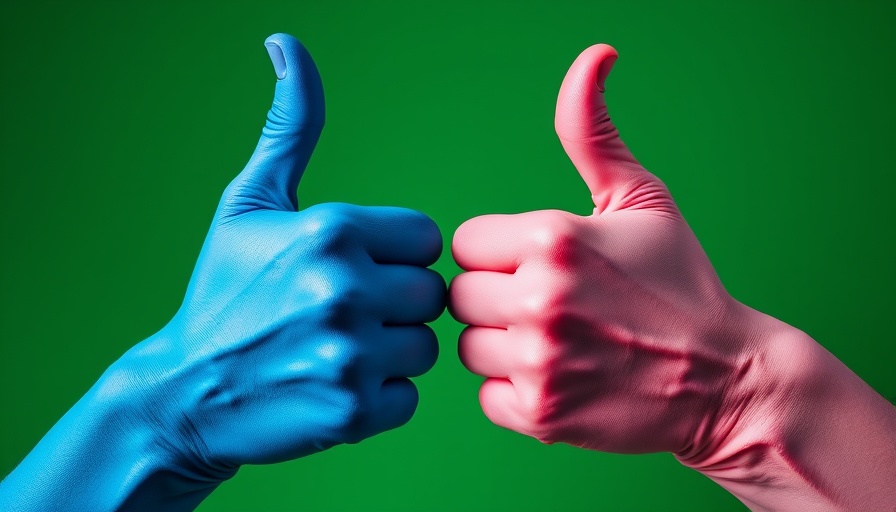Colorful hands showing contrast of thumbs up and down in vibrant abstract style, depicting contrarian friend dynamics.