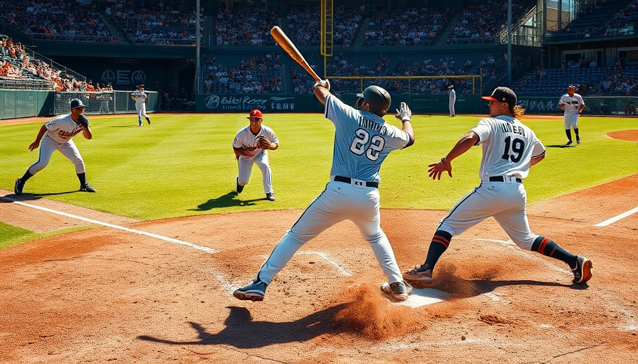 Dramatic baseball action scene captured mid-game.