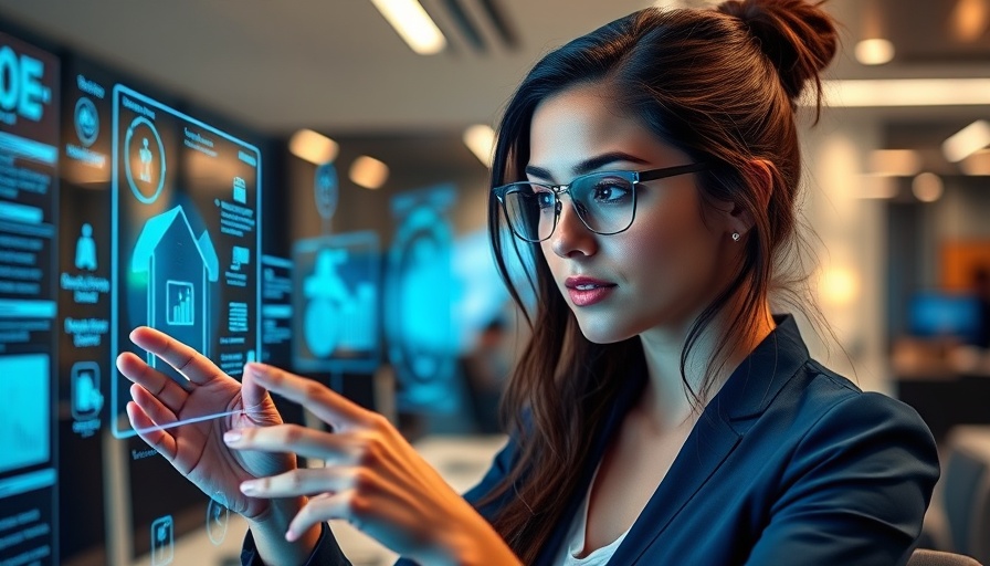 Young woman interacting with virtual data, symbolizing AI job losses in 2025.