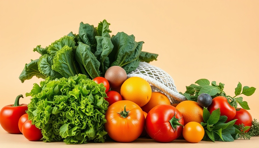 Fruits and vegetables in a mesh bag as ways to increase fiber in diet.