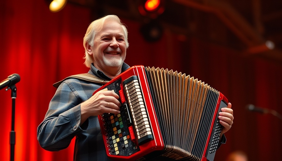 Memorial service for Flaco Jimenez, musician playing accordion on stage